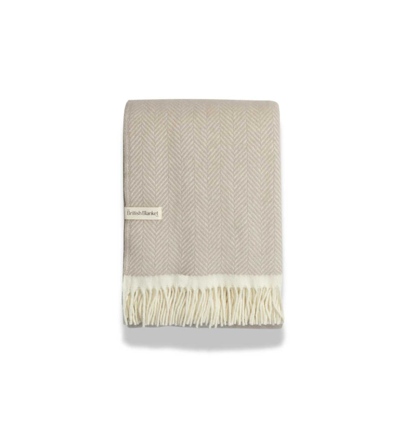 The British Blanket Company Clifton Herringbone Blanket (Bath Stone)