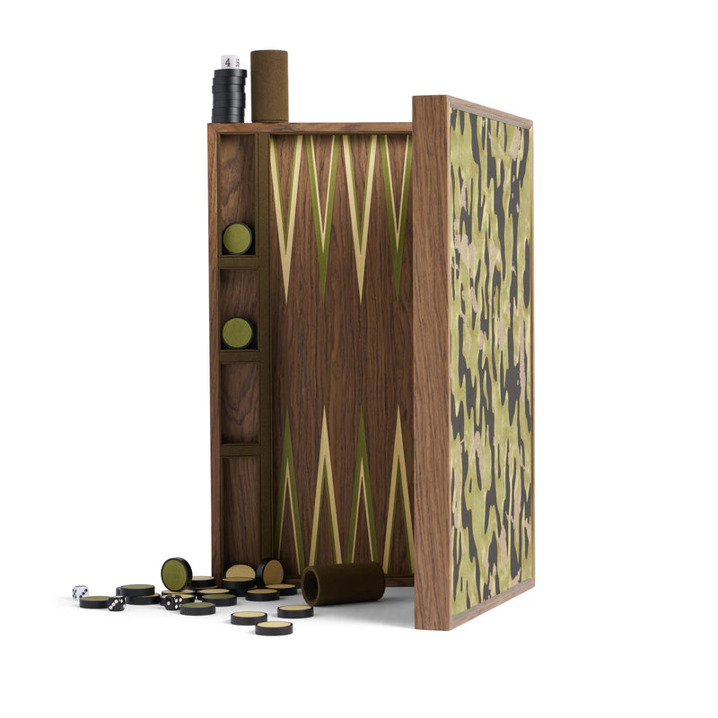 L'Objet Fortuny Backgammon Set – Military Green & Camo