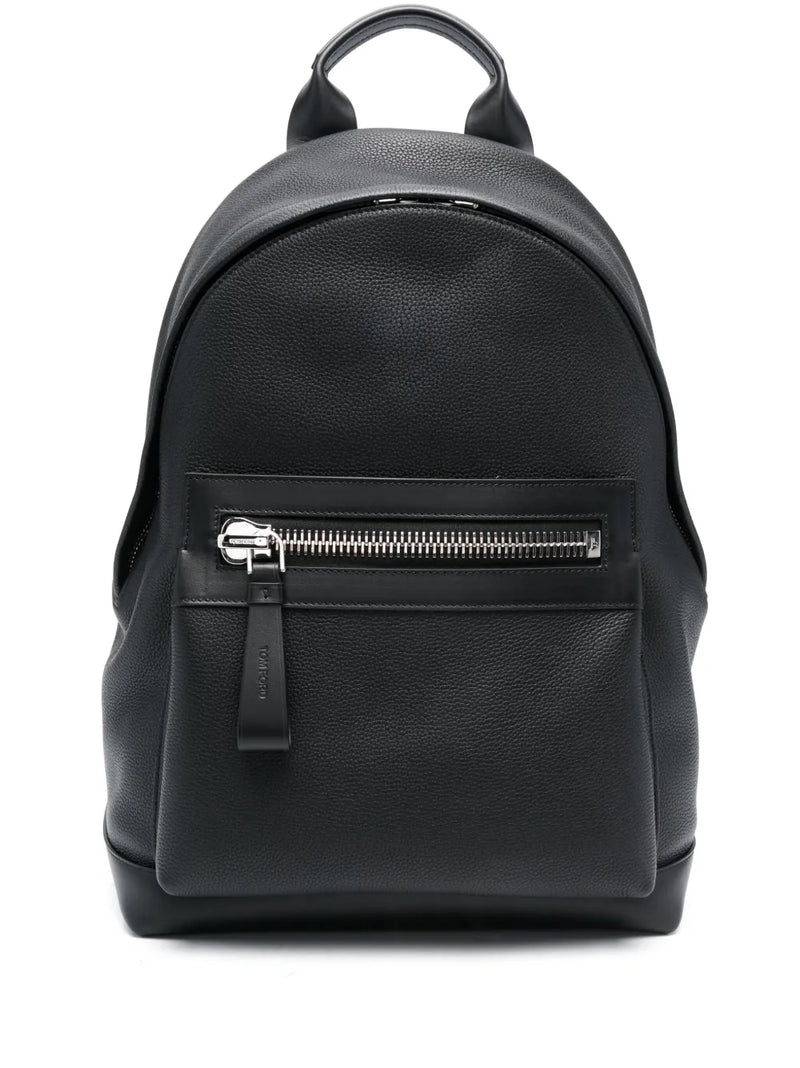 Tom Ford Zip-Pocket Leather Backpack | Black | Grained Calfskin