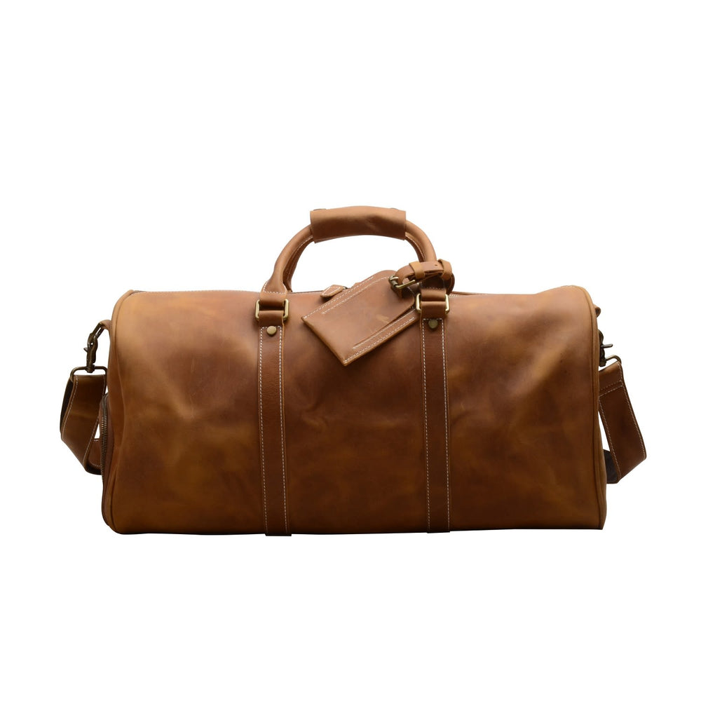 Touri Leather Weekend Bag with Shoe Storage | Brown | Vintage Look
