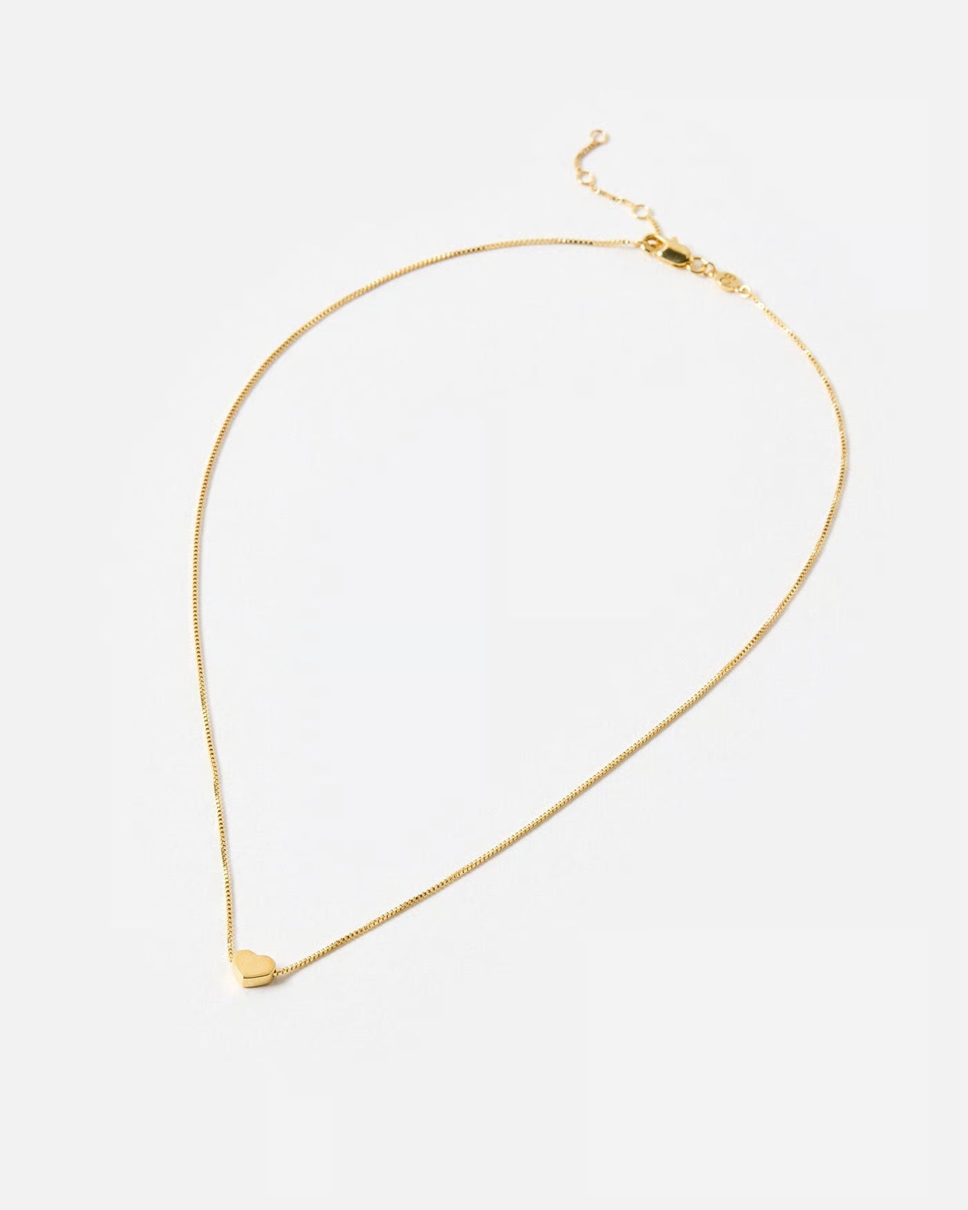 Oliver Bonas Tiny Box Chain Gold Plated Heart Necklace