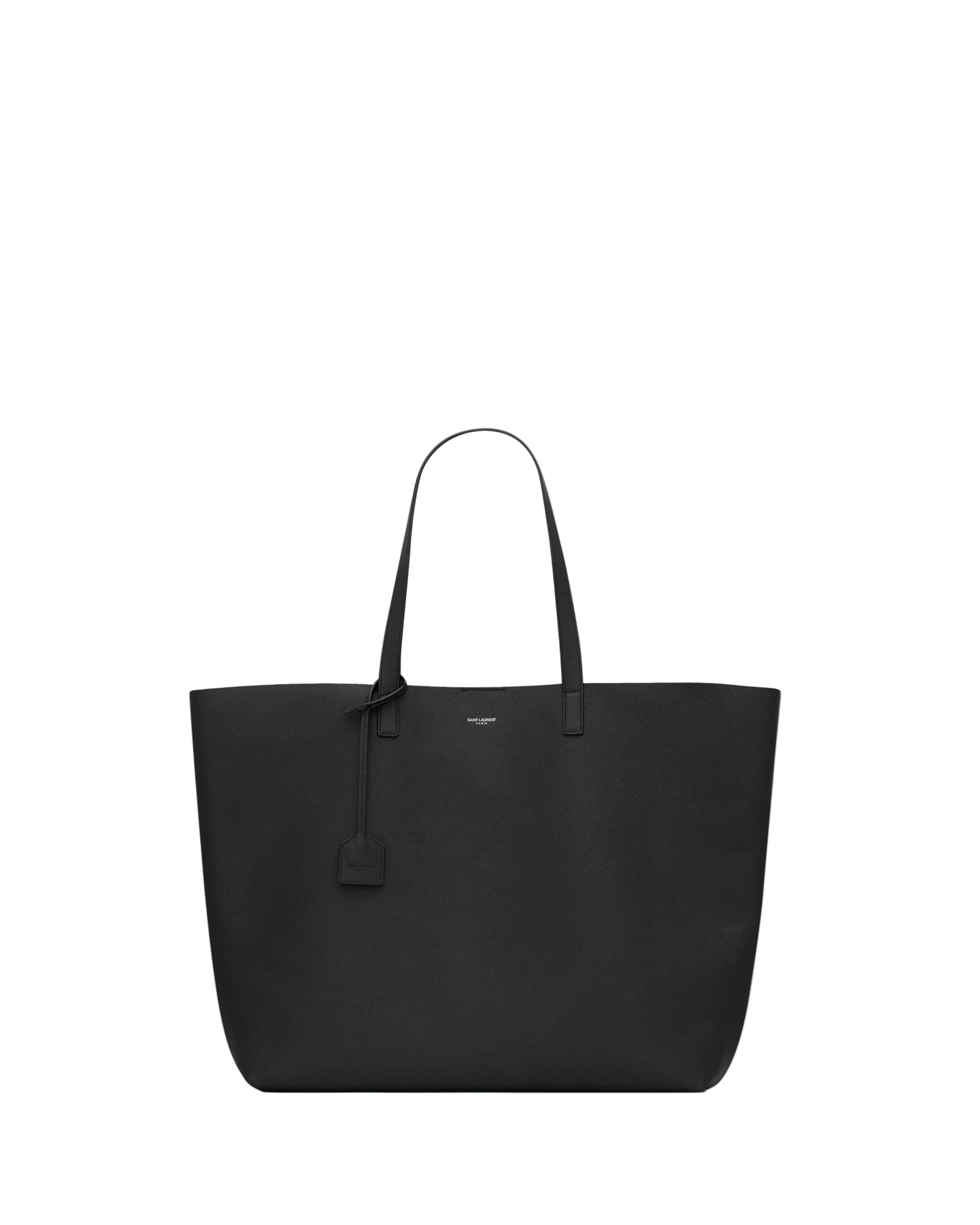 Bold East/west Shopping Bag In Grained Leather | Black