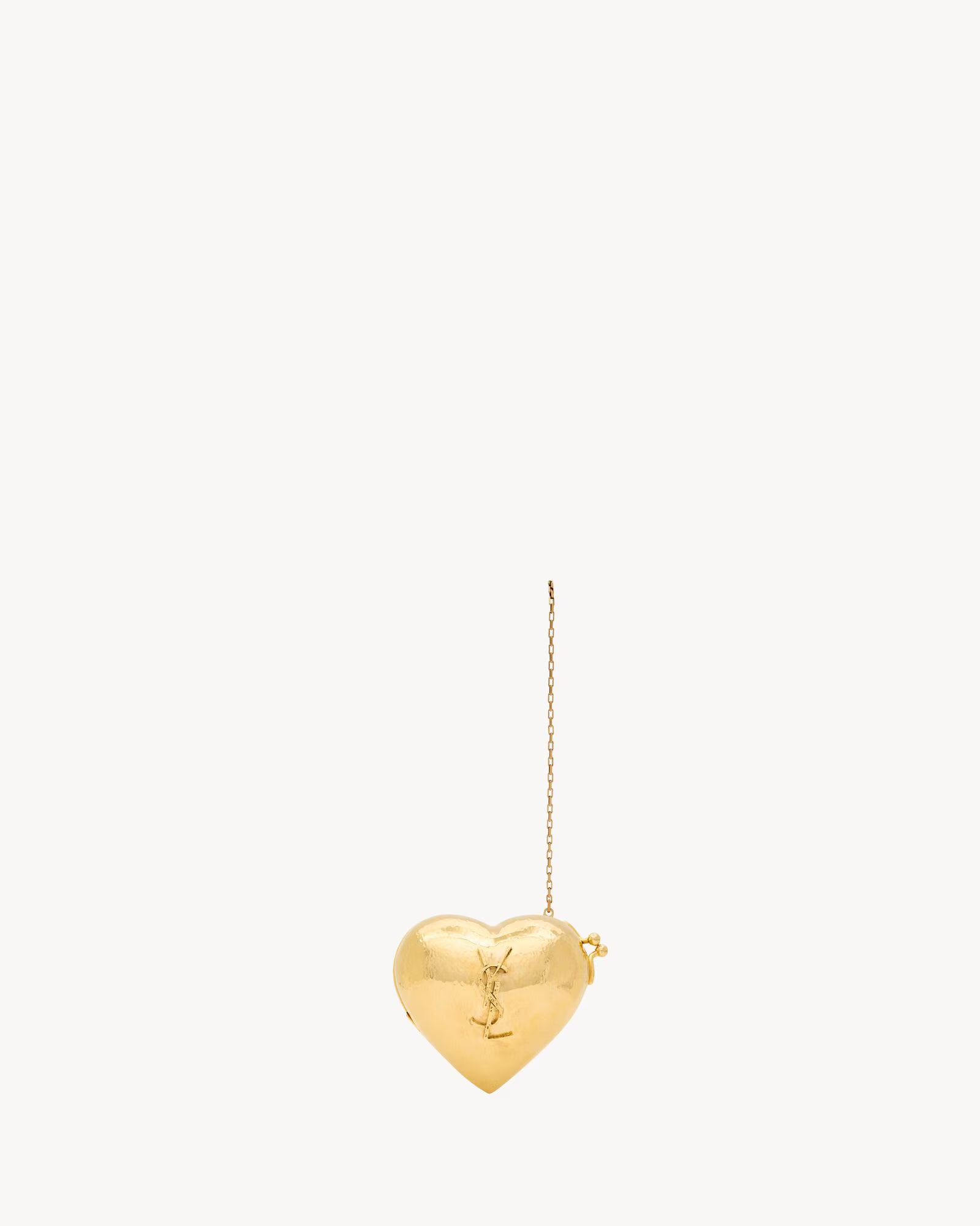YSL Evening Mini Heart Minaudière In Brass