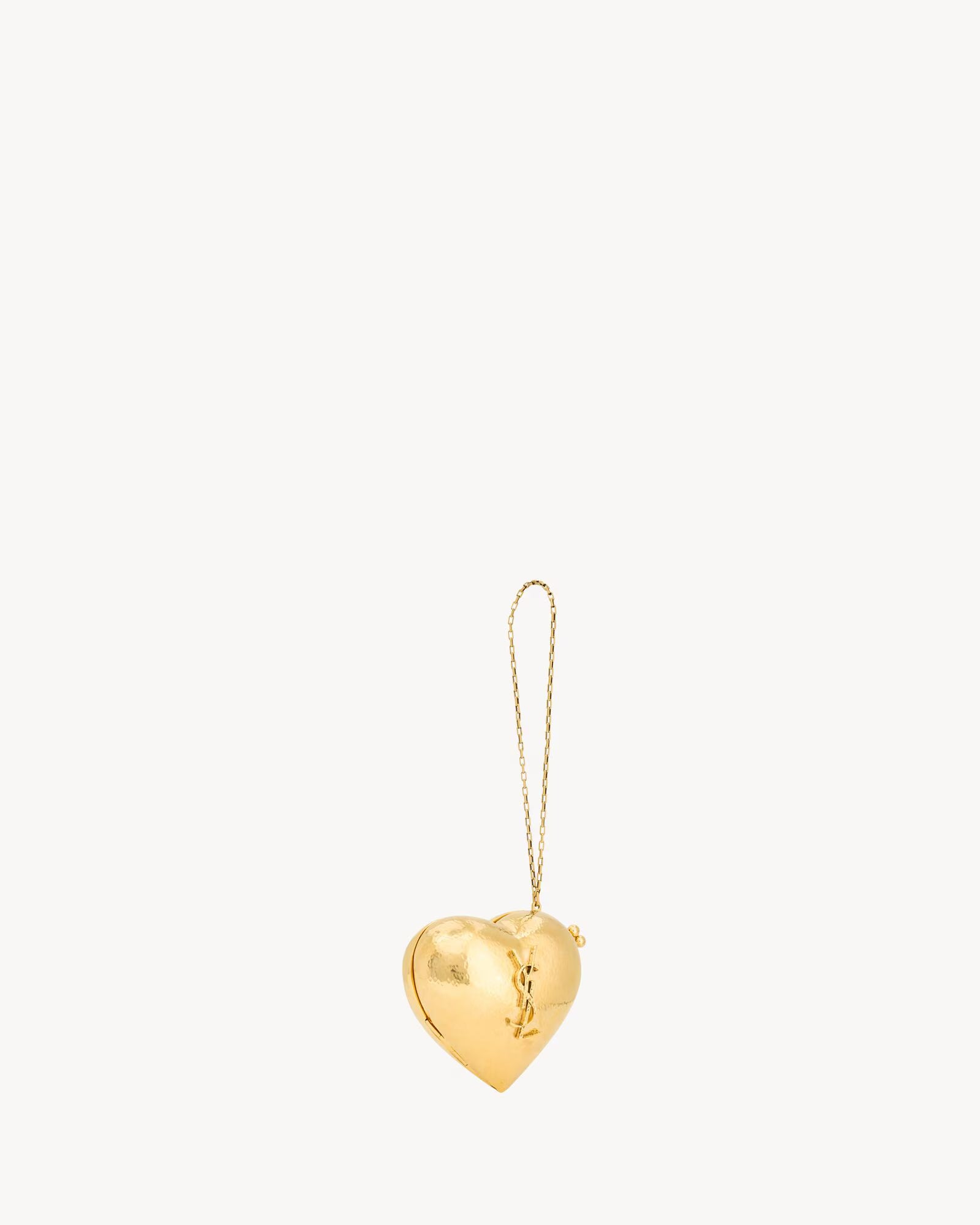 YSL Evening Mini Heart Minaudière In Brass