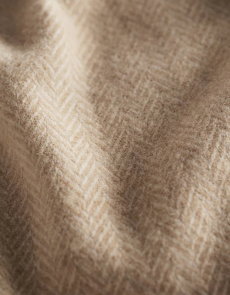 Luxury Wool Cashmere Herringbone Throw