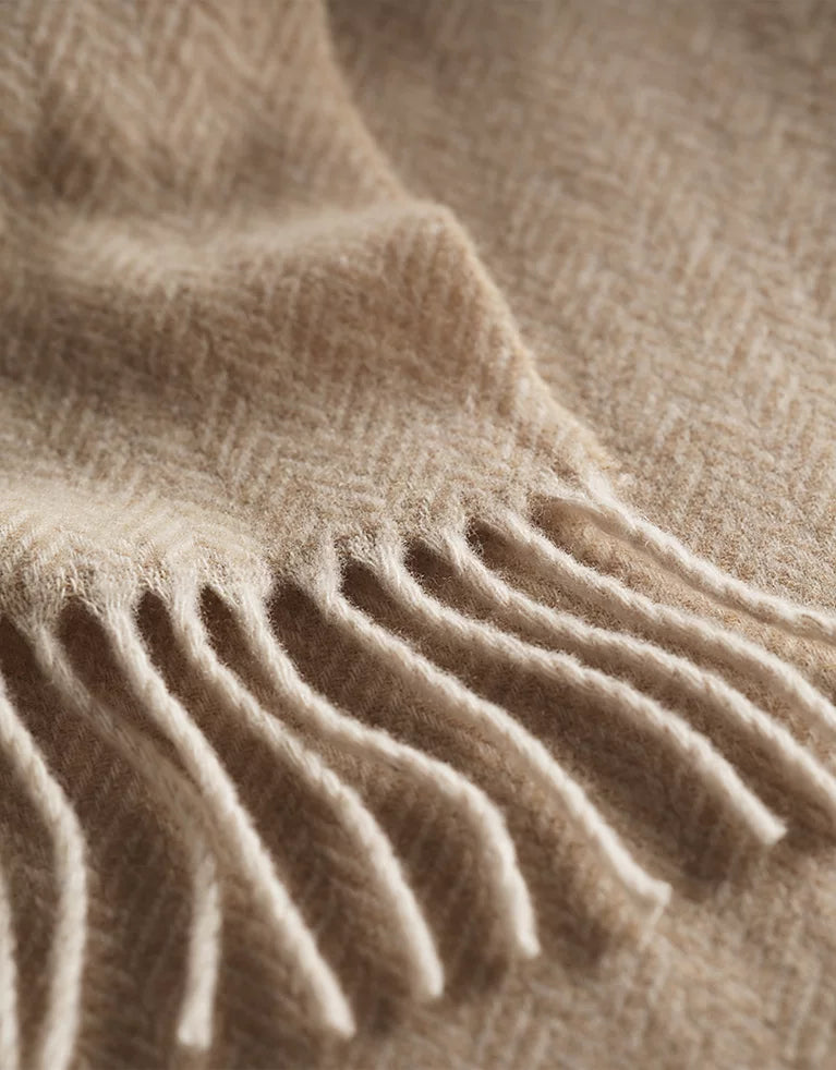 Luxury Wool Cashmere Herringbone Throw