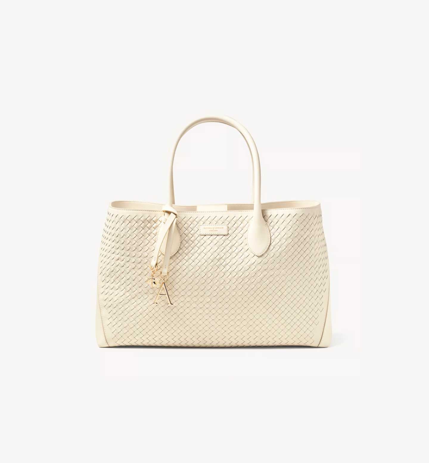 Aspinal of London | London Tote – Ivory Woven Leather