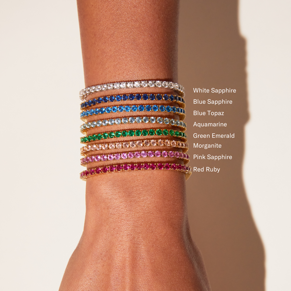 Lab Grown Pink Sapphire Tennis Bracelet in Gold Vermeil