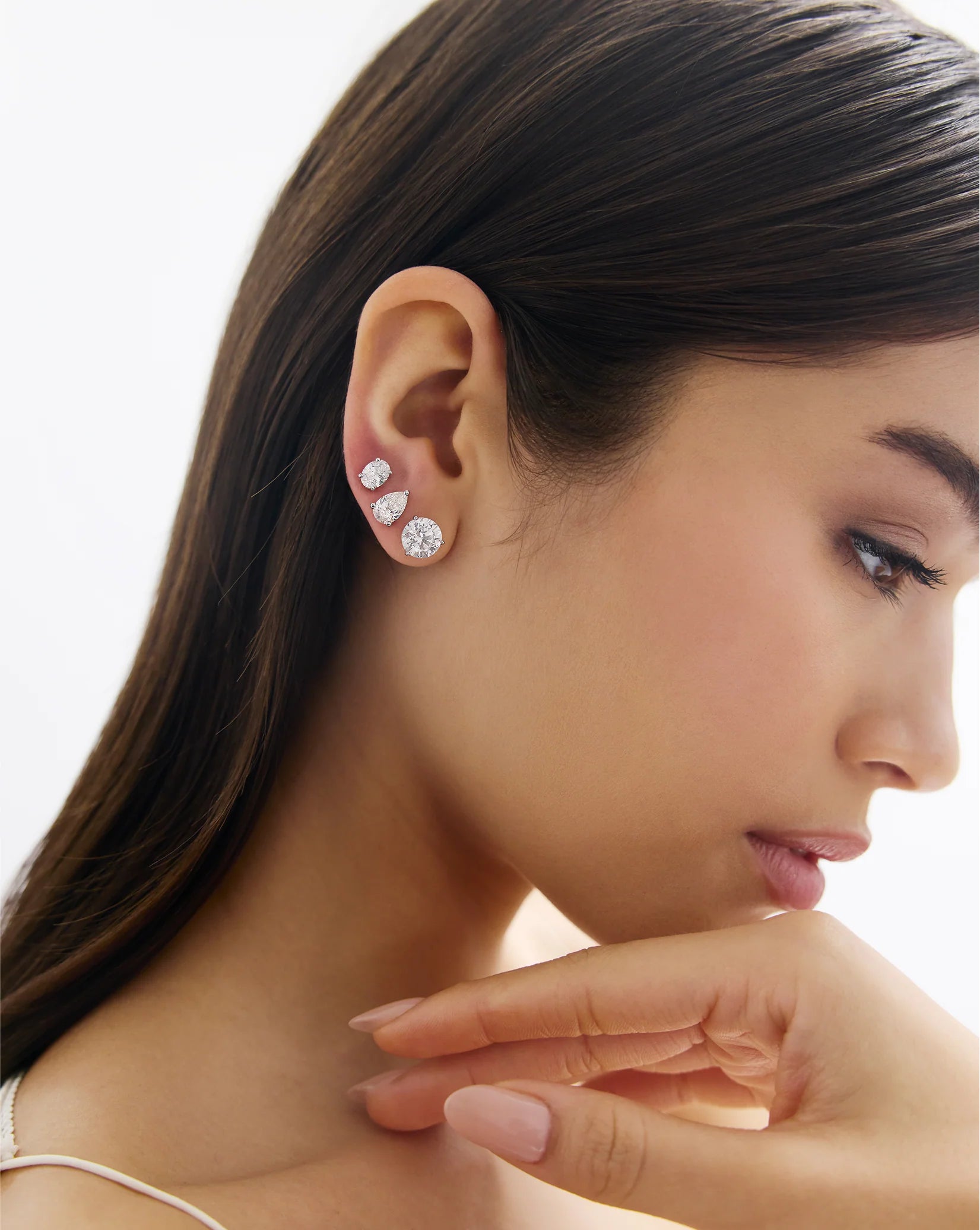 Pear Lab Diamond Studs in 14K Solid Gold