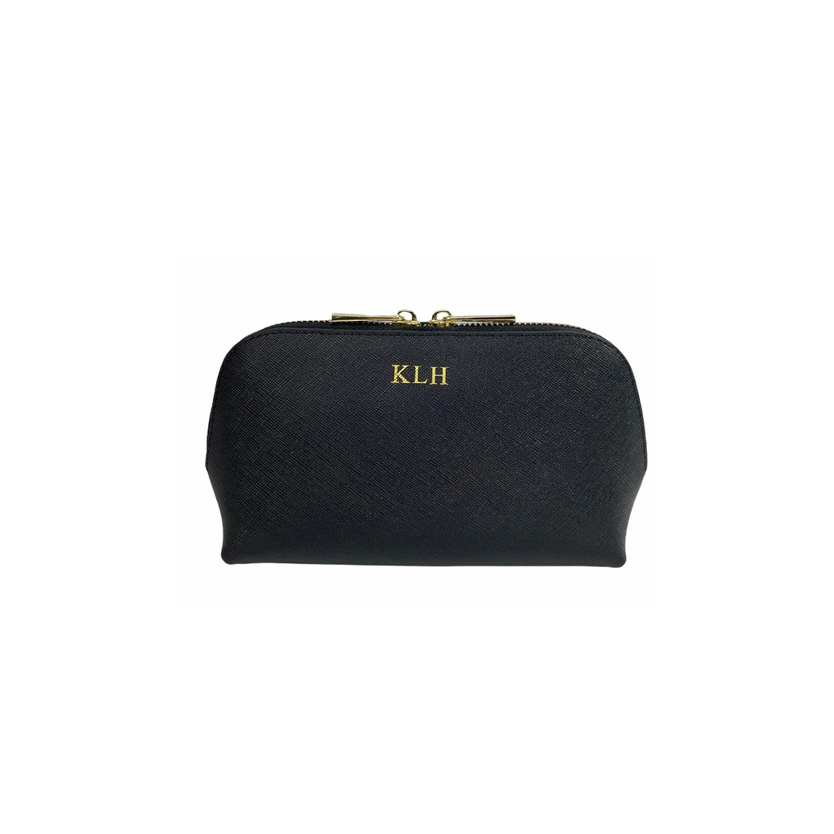 Moniker Haus Personalised Cosmetic Bag – Black Saffiano Leather
