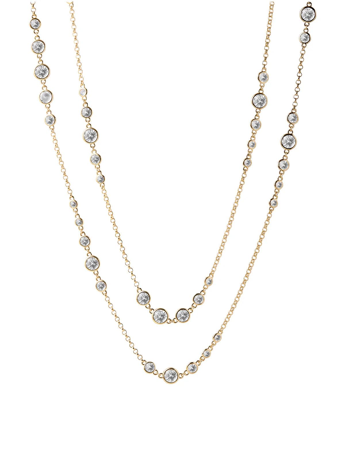 Double Wrap Graduated Clemence Necklace in Lab White Sapphire