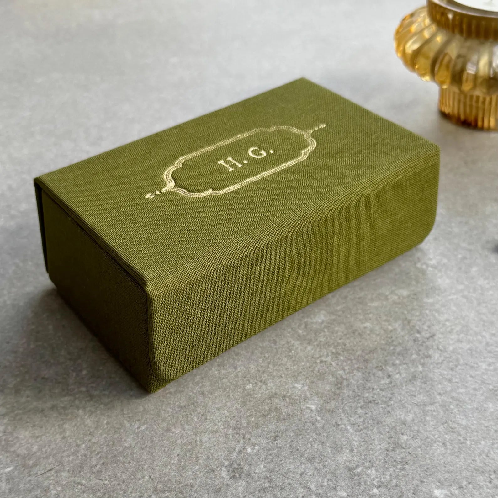 Handmade in England fabric matchbox luxury gift for clients