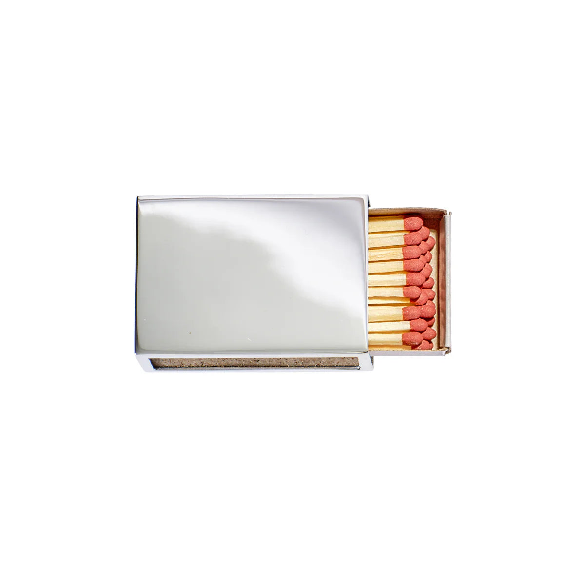 Handwritten silver matchbox with matches client appreciation gift