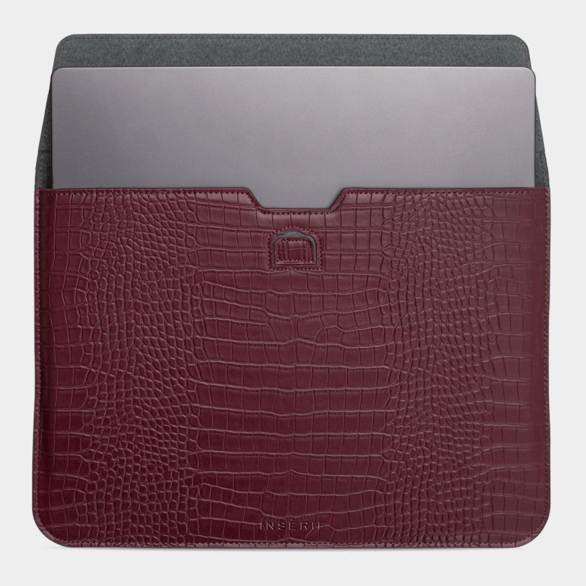 INSERIF - Burgundy Lizard Texture Personalized Laptop Sleeve with Stand