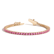 Lab Grown Pink Sapphire Tennis Bracelet in Gold Vermeil