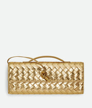 Bottega Veneta Andiamo Intrecciato Metallic Leather Clutch