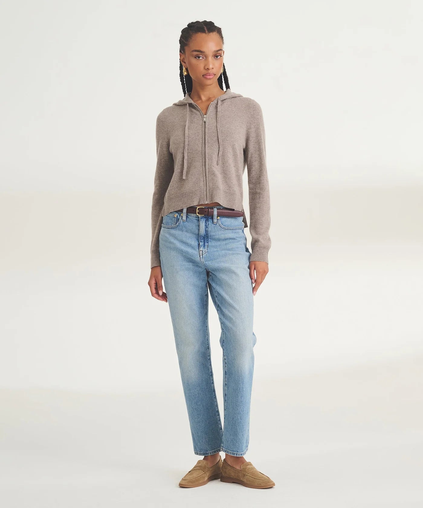 NAADAM sustainable cashmere hoodie detail ribbed hem