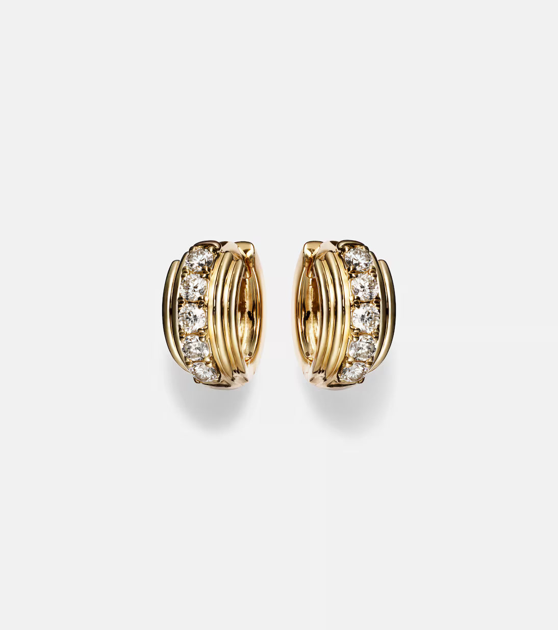 Stone and Strand Dainty Boulevard 14kt Gold Huggie Earrings with Diamonds