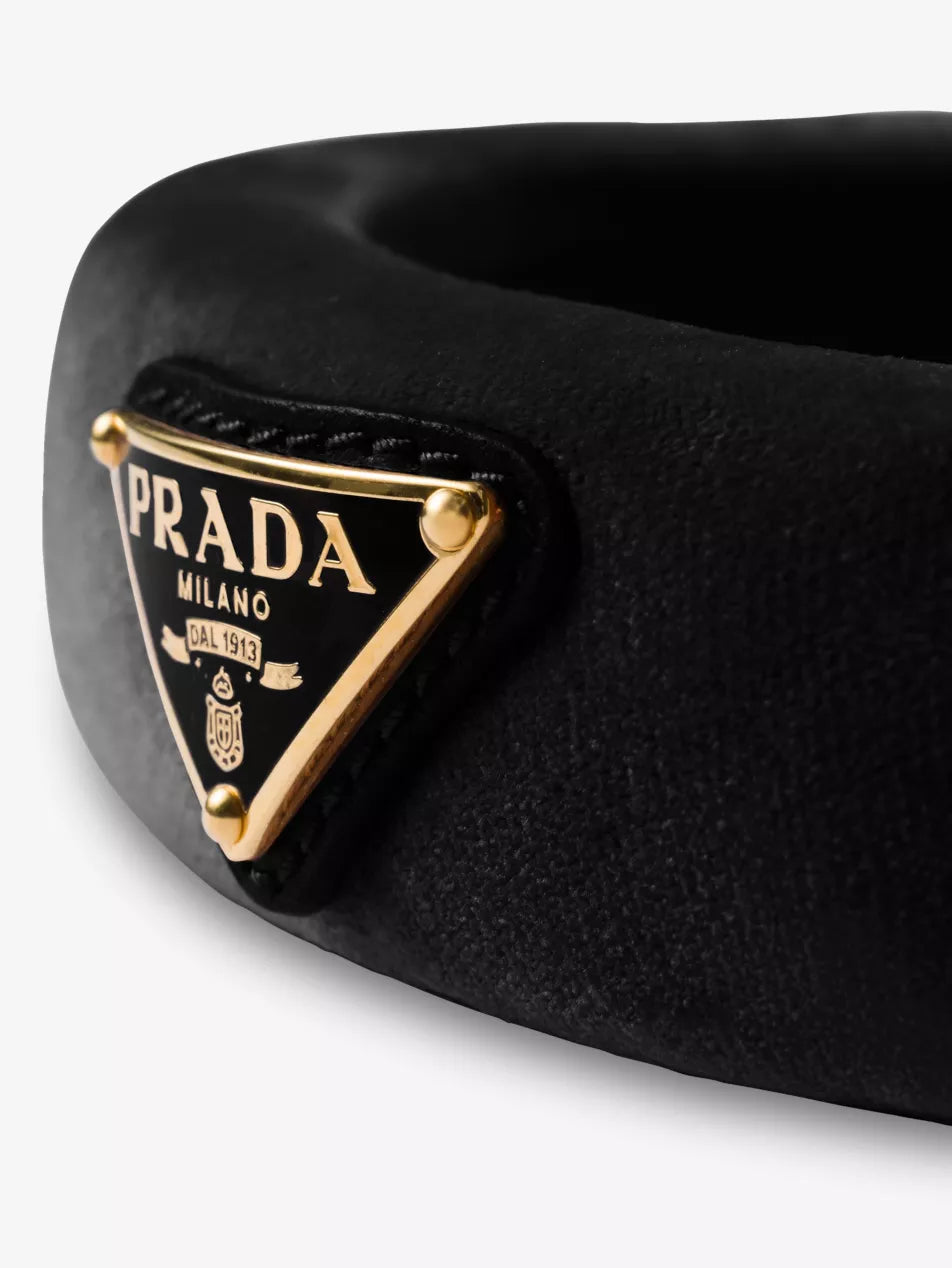 Prada Triangle-Logo Velvet Headband