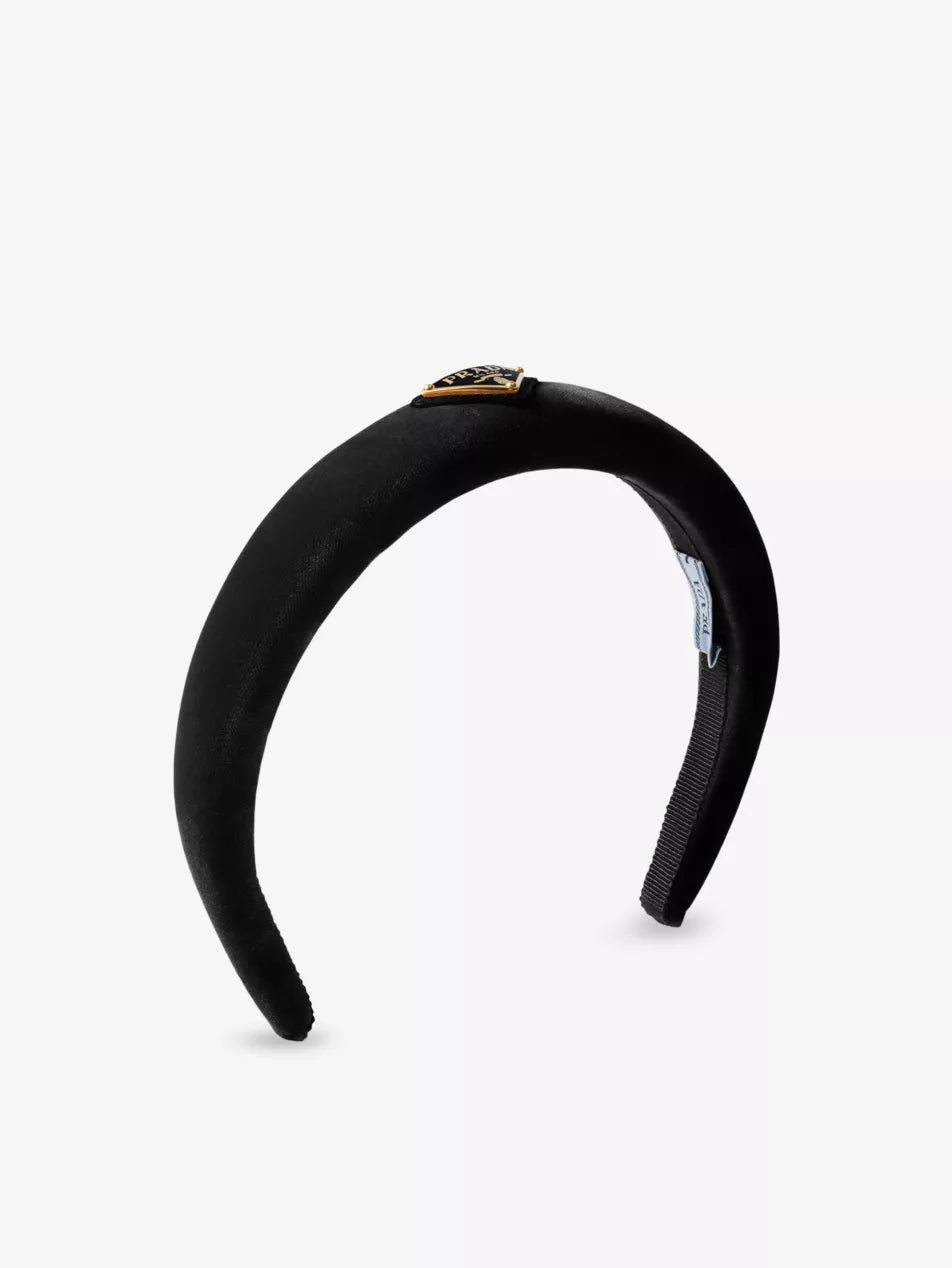 Prada Triangle-Logo Velvet Headband