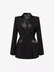 Nadine Merabi Monica Satin-Trim Woven Blazer