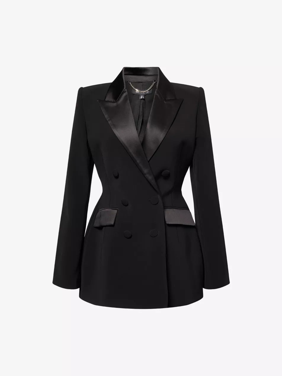 Nadine Merabi Monica Satin-Trim Woven Blazer