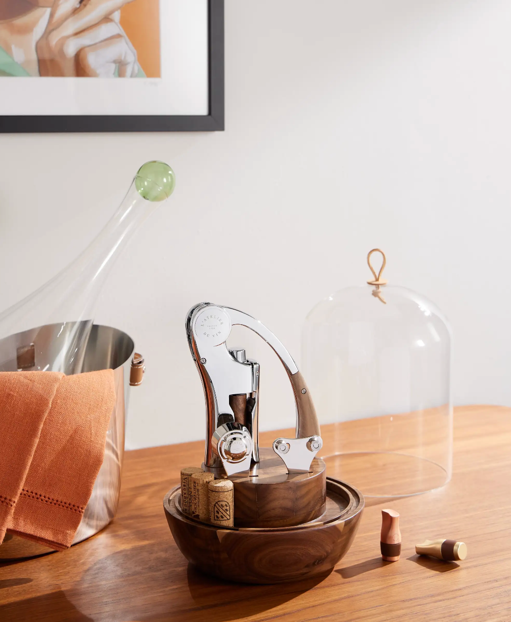 L'Atelier du Vin Oeno Motion Corkscrew Set | Walnut Wood & Glass Globe