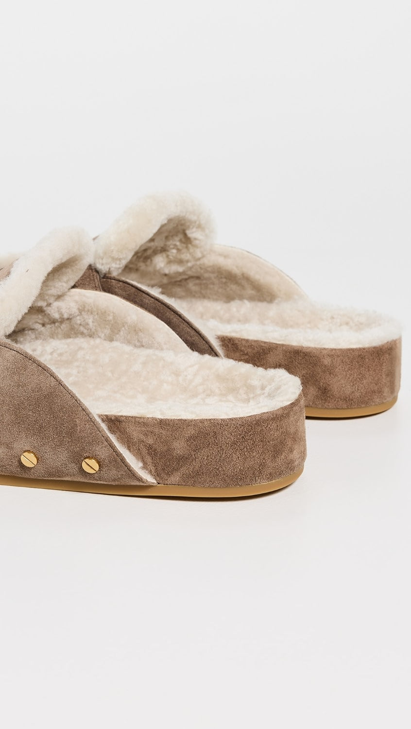 Shearling lined clogs cowhide upper travel gift for mom