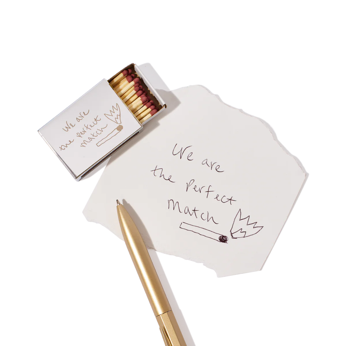 Small silver matchbox with custom handwriting gift for clients