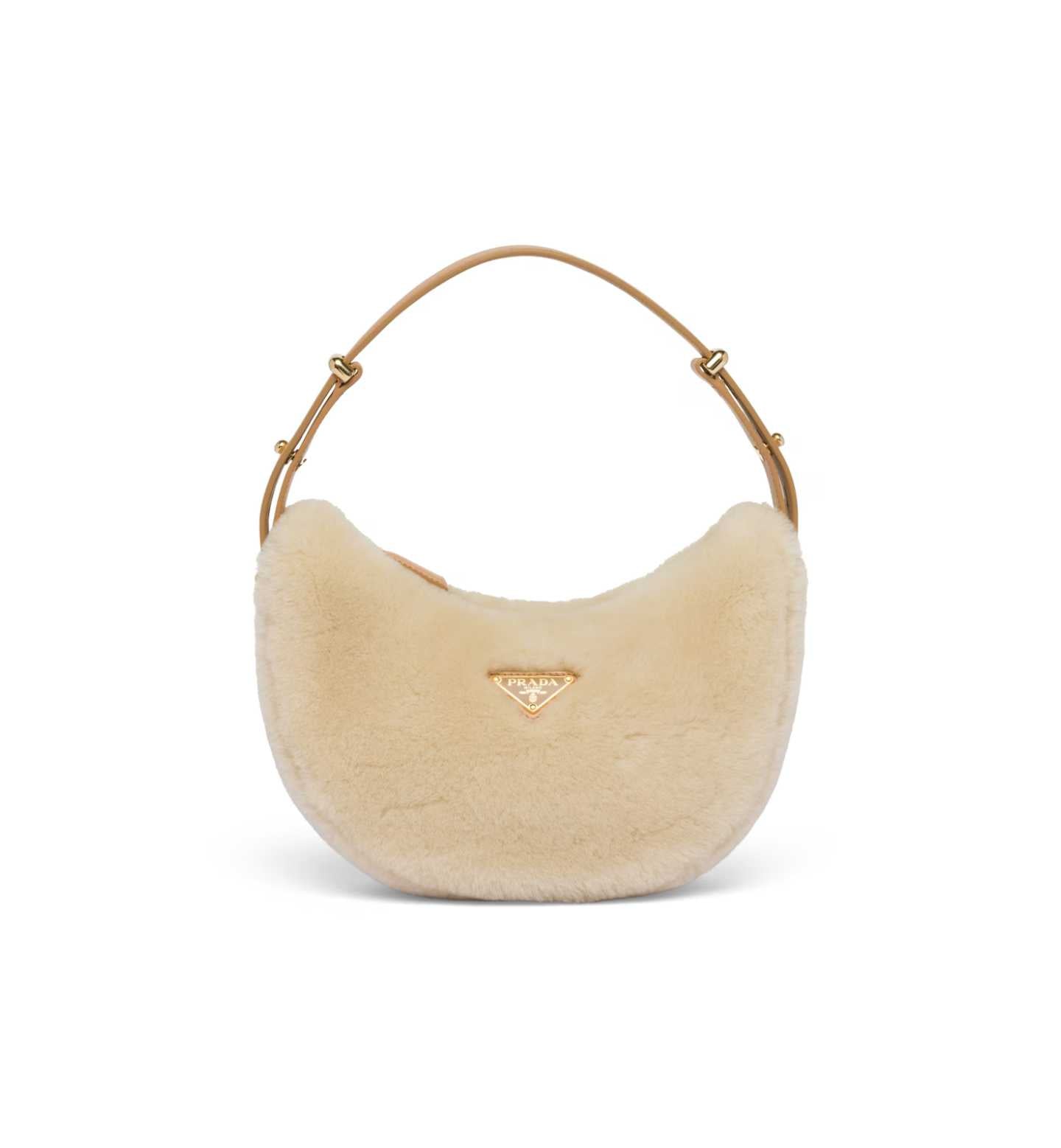 Prada Arqué Shearling Shoulder Bag
