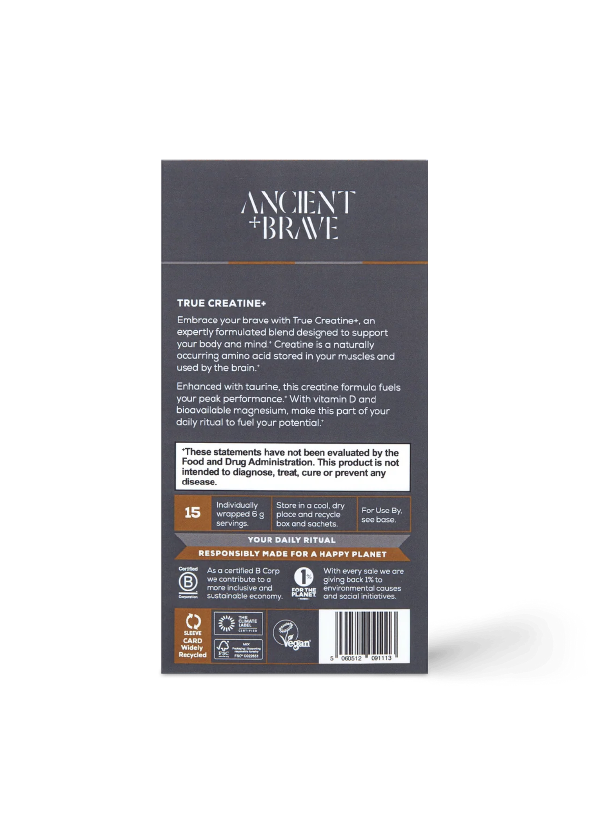 ANCIENT + BRAVE | True Creatine+ Sachets Supplement 90g