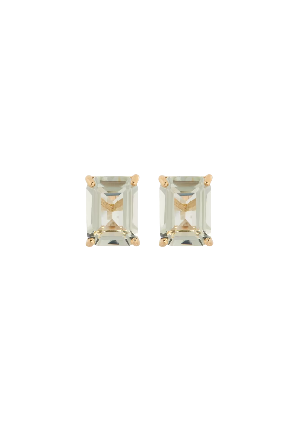 14ct Gold Green Amethyst Stud Earrings