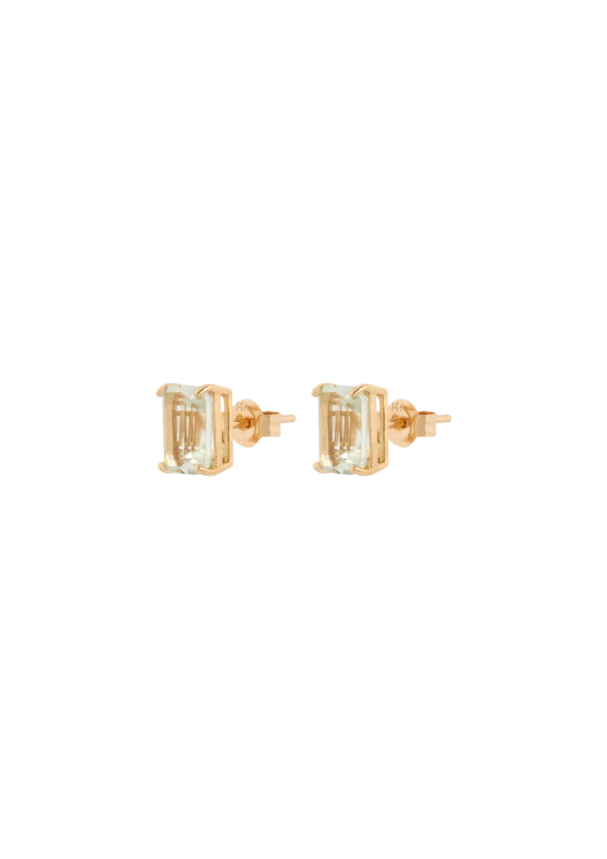 14ct Gold Green Amethyst Stud Earrings