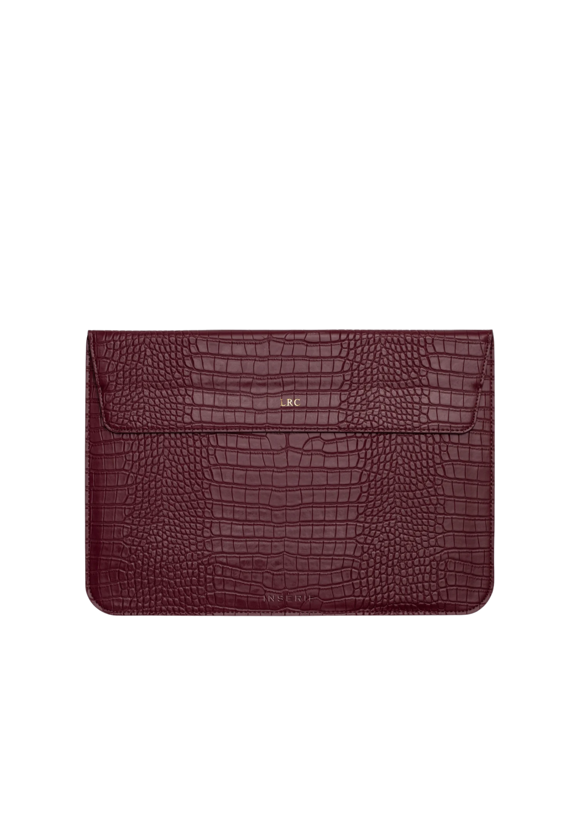 INSERIF - Burgundy Lizard Texture Personalized Laptop Sleeve with Stand