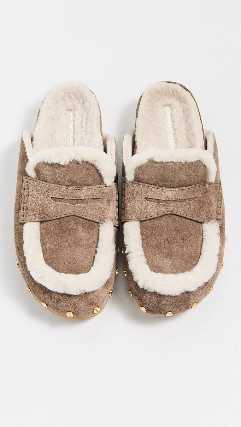 Veronica Beard Shearling Clogs - Travel Gift for Mom