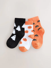 Next Orange/Black Cotton Rich Halloween Socks (3 Pack)