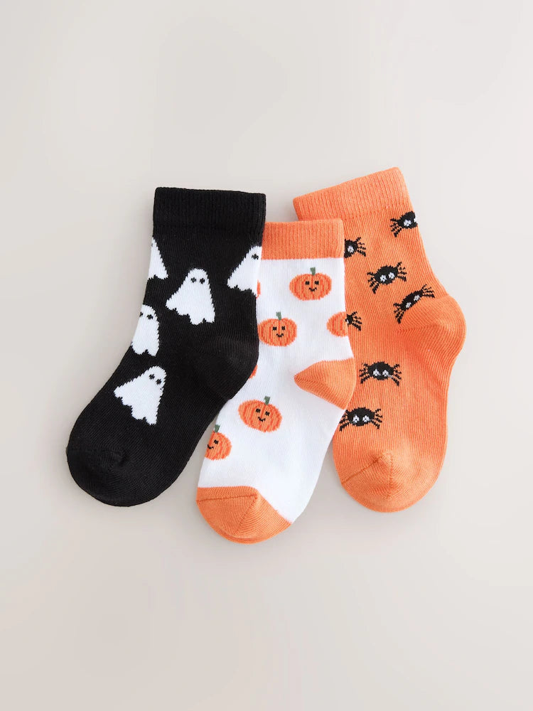Next Orange/Black Cotton Rich Halloween Socks (3 Pack)