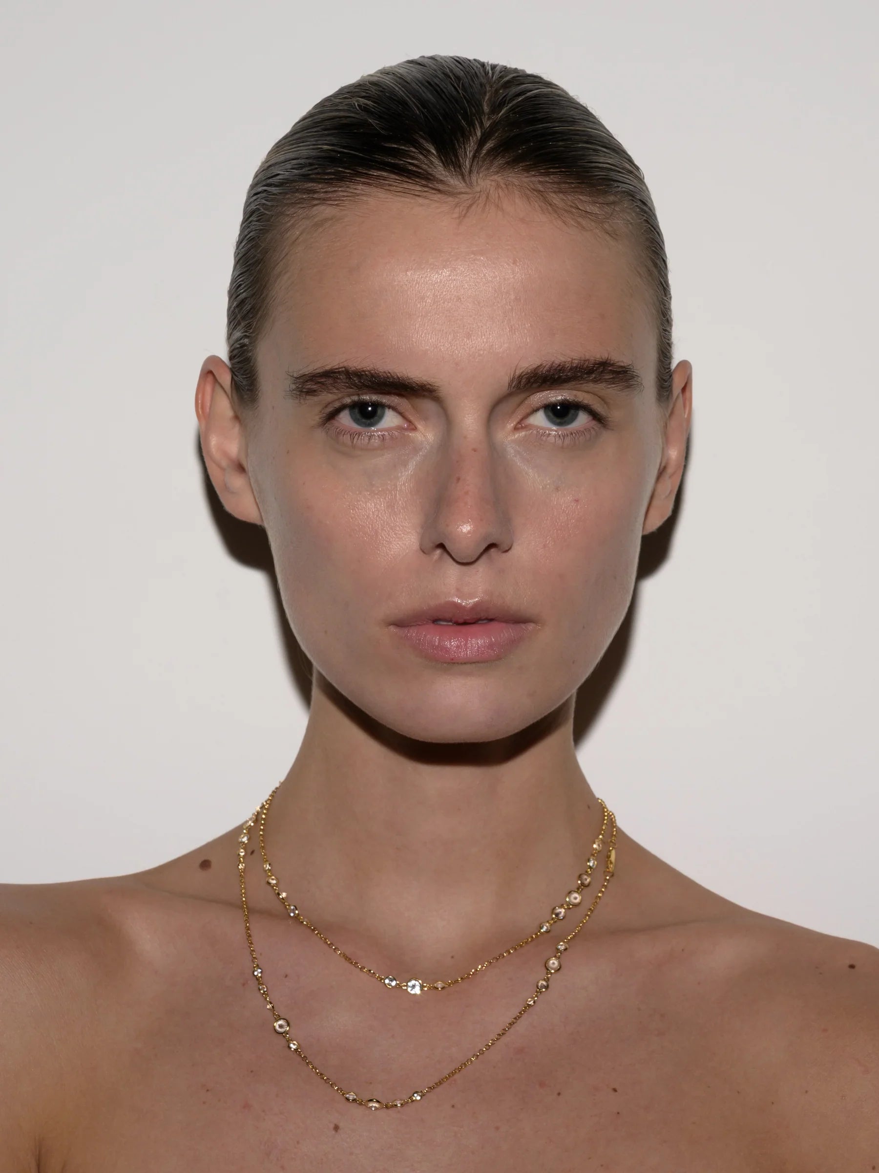 Double Wrap Graduated Clemence Necklace in Lab White Sapphire