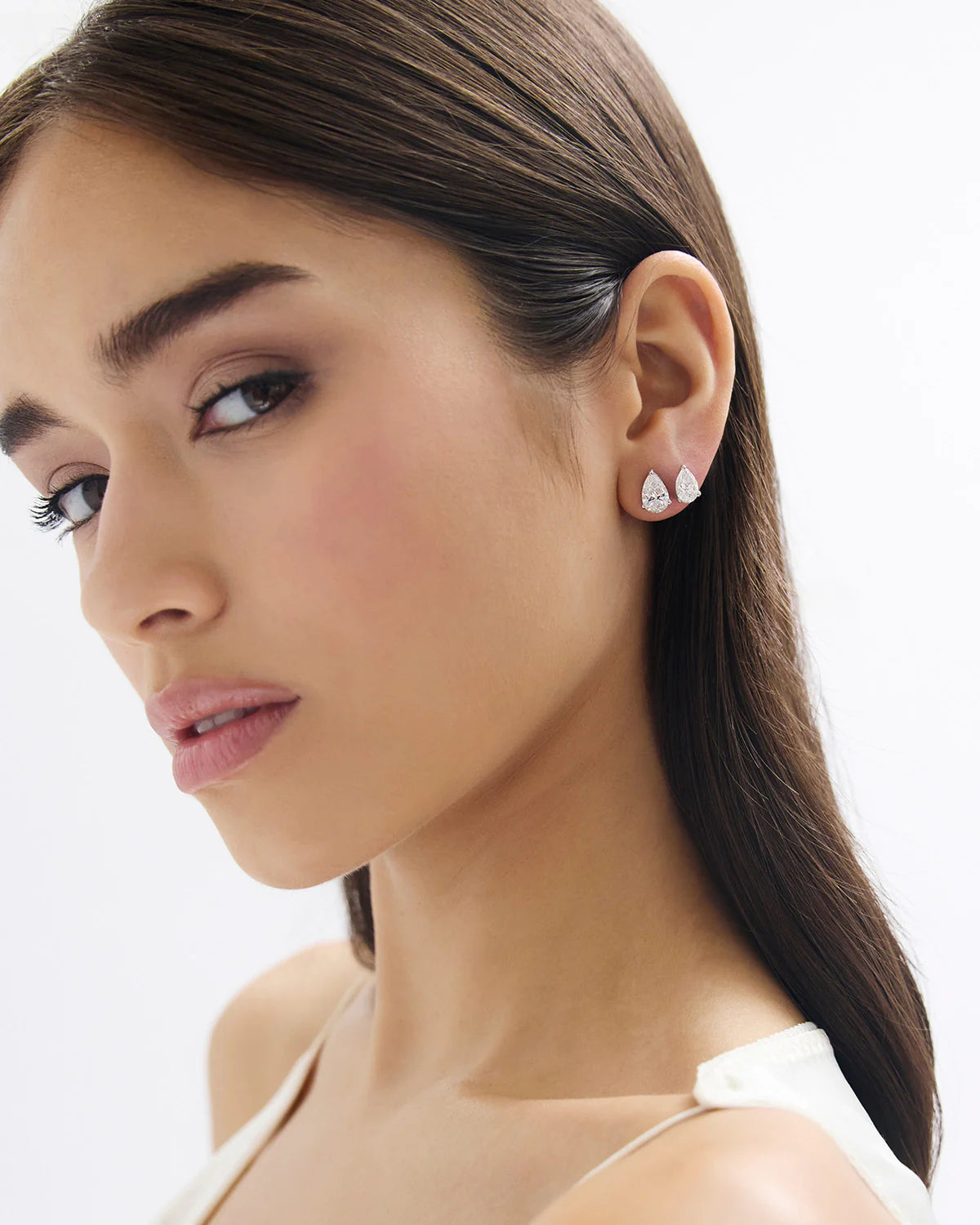 Pear Lab Diamond Studs in 14K Solid Gold