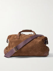 Bennett Winch Suede Weekend Bag in brown with leather trim luxury travel gift for dad