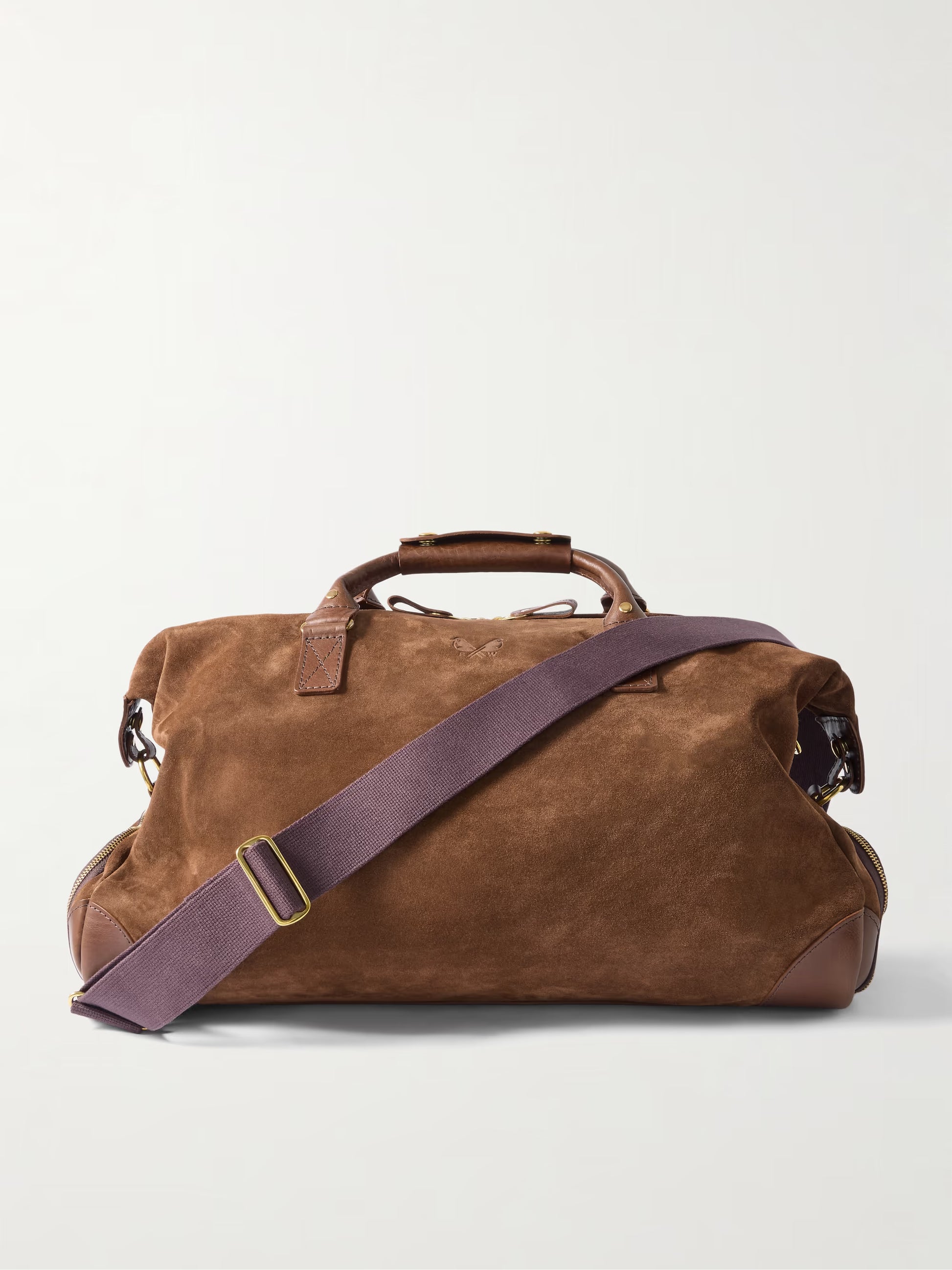 Bennett Winch Suede Weekend Bag in brown with leather trim luxury travel gift for dad