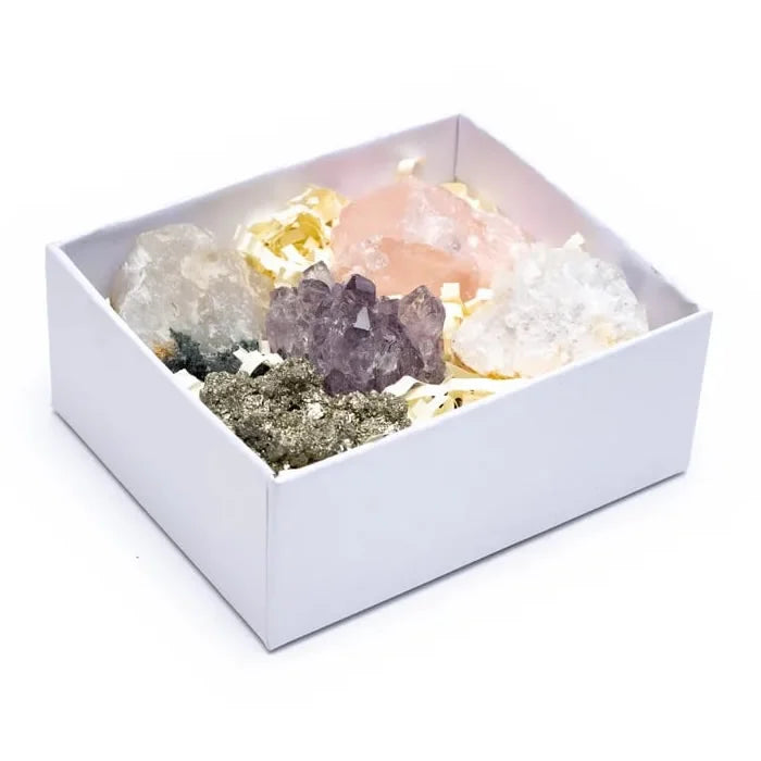 Yoga Artikel Box with 5 Rough Crystal Rocks