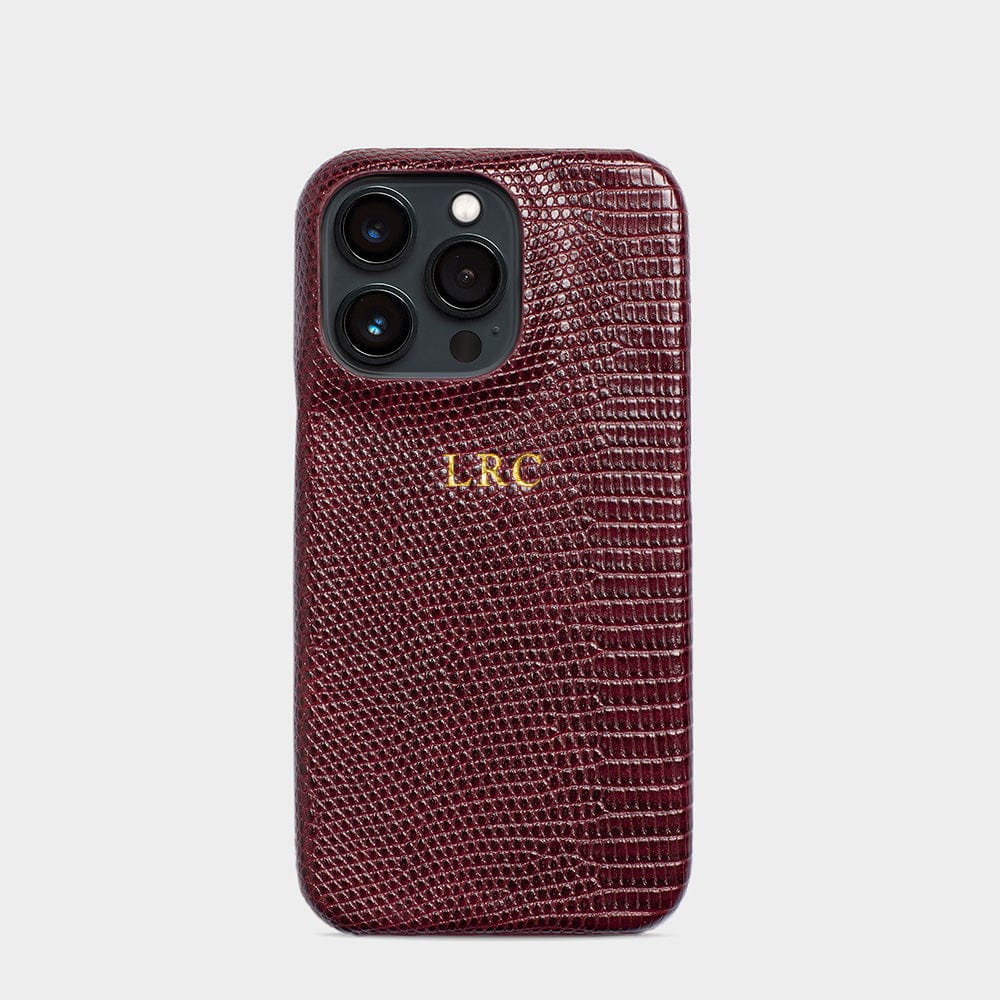 Inserif Burgundy Lizard Texture Personalized Snap Case