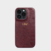 Inserif Burgundy Lizard Texture Personalized Snap Case