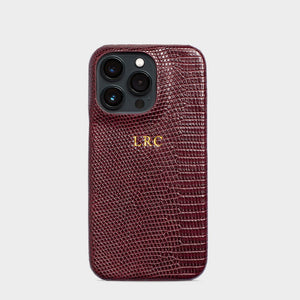 Inserif Burgundy Lizard Texture Personalized Snap Case