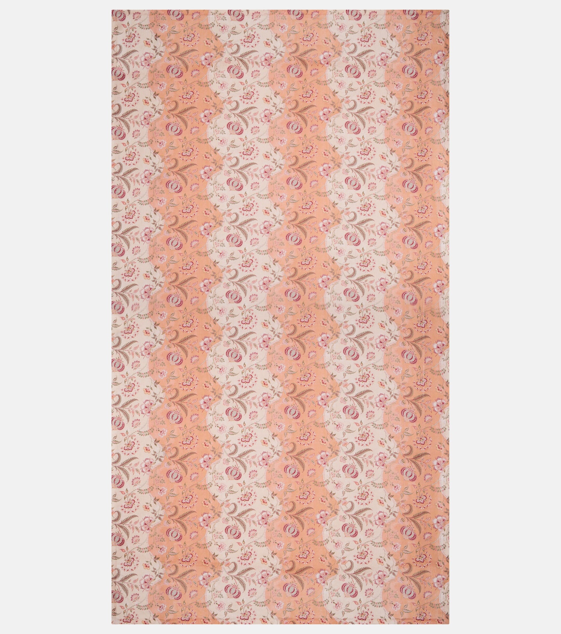 Patterned fabric with pink and white design on a plain background