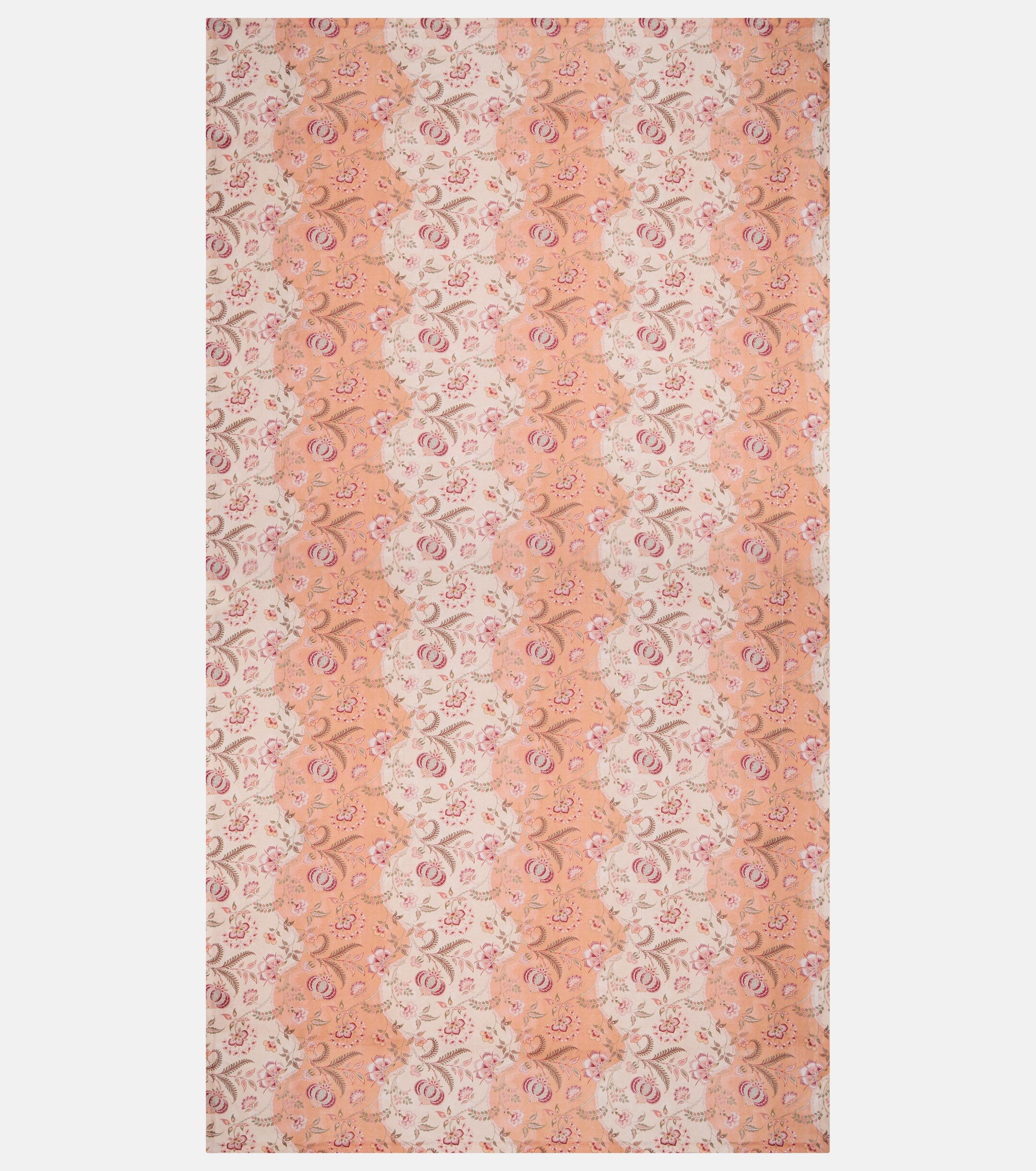 Patterned fabric with pink and white design on a plain background