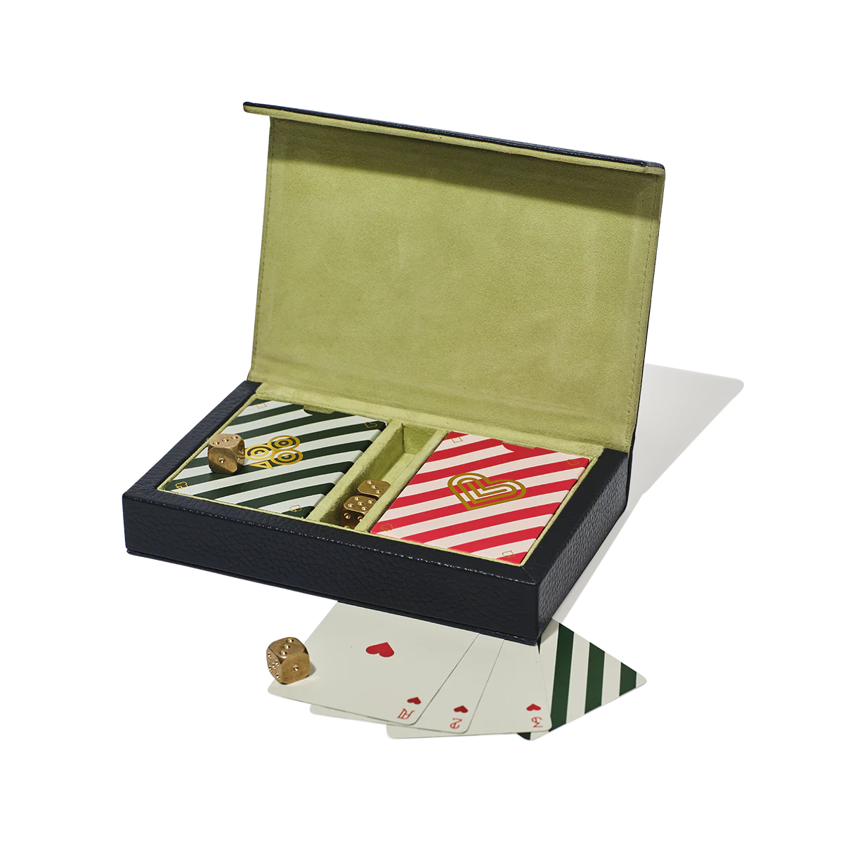 Personalised Leather Games Set | Playing Cards & Brass Dice