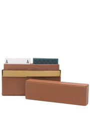 Collection of leather card holders on a white background