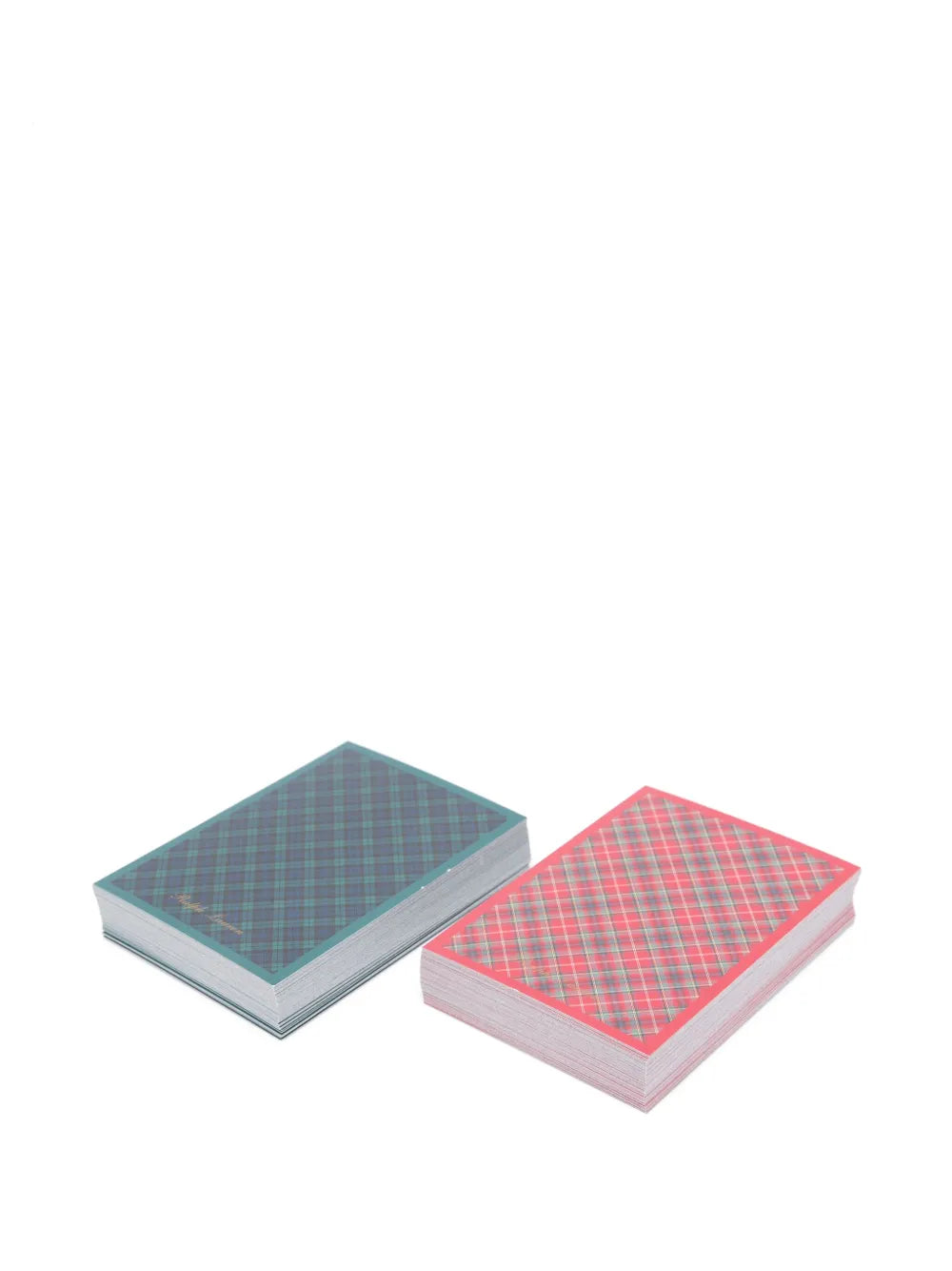 Two small rectangular boxes with checkered patterns on a white background